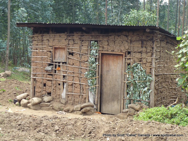 One of the huts the tribe live in