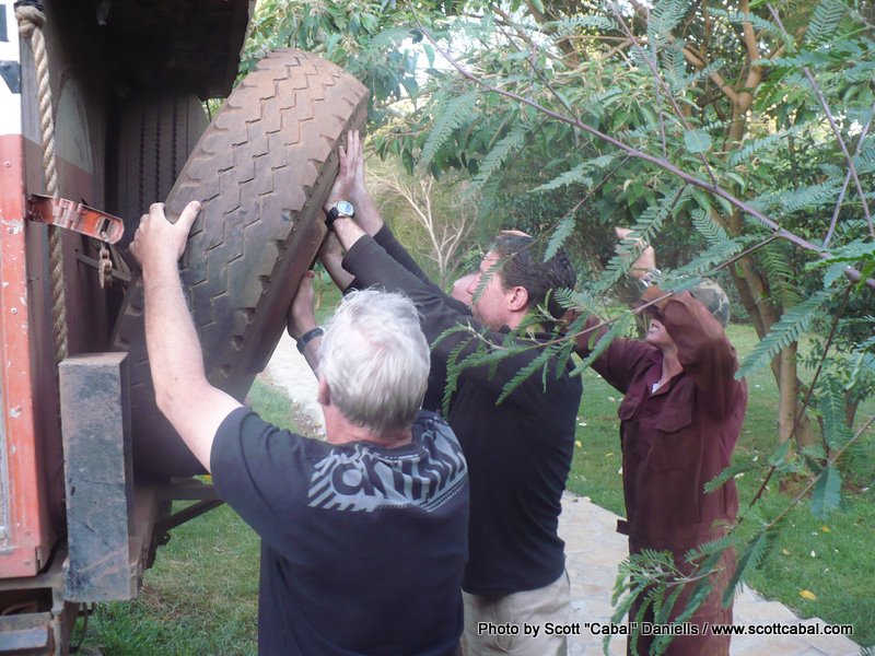 Fixing Oscars flat tyre
