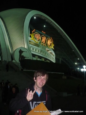 Me outside the May Day Stadium after the Mass Games