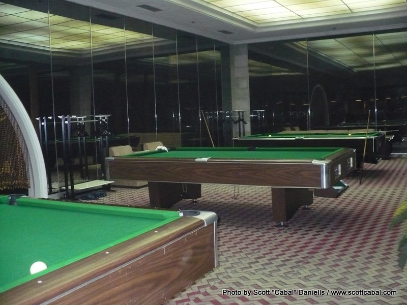 The pool hall of the Yanggakdo Hotel