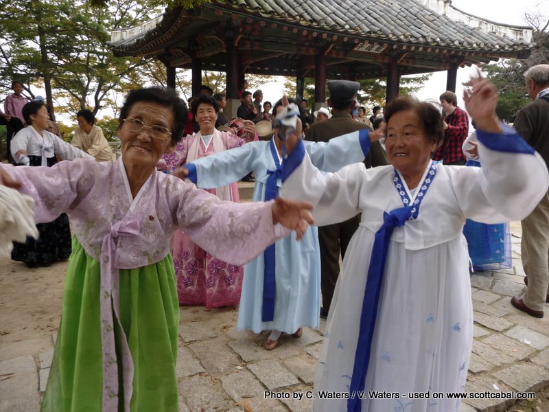 Locals dancing in Kaesong