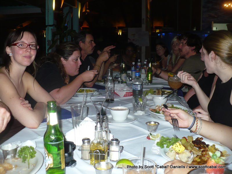 Group meal on Roatan