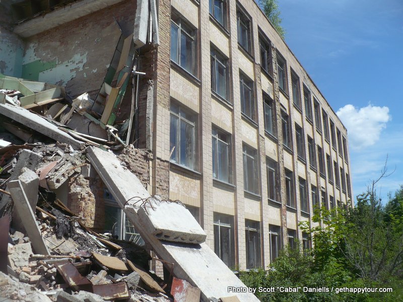 A collapsed school