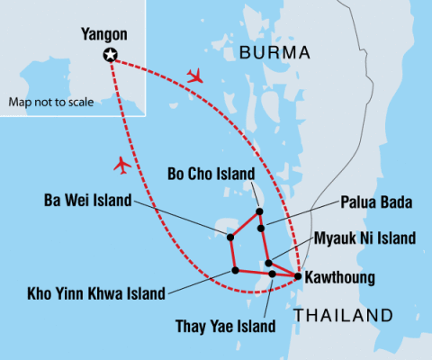 2014 Myanmar tour map