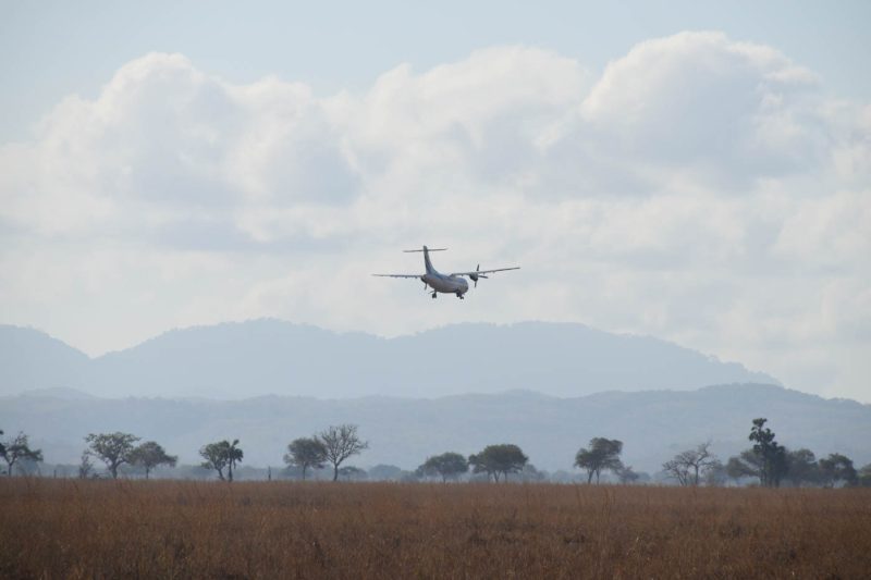 A plane landing in the Mikumi National Park, Tanzania