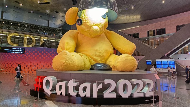 Qatar 2022 World Cup Teddy Bear in Doha Airport