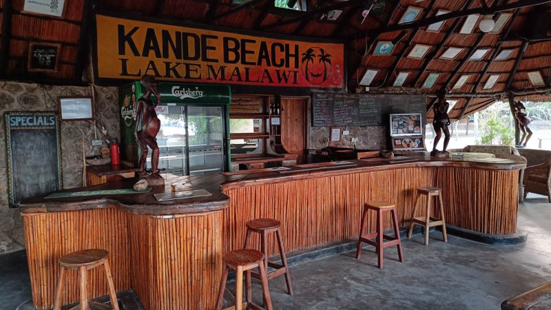 The bar at Kande Beach Resort on Lake Malawi