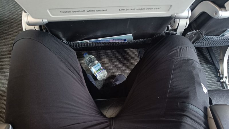 A photo of the poor leg room on my flight from London to Marrakech