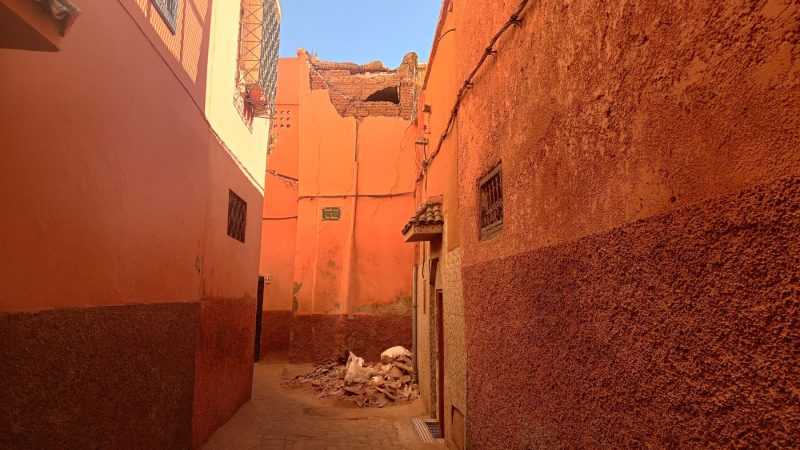Some of the remaining earthquake damage that had not been cleared in Marrakech