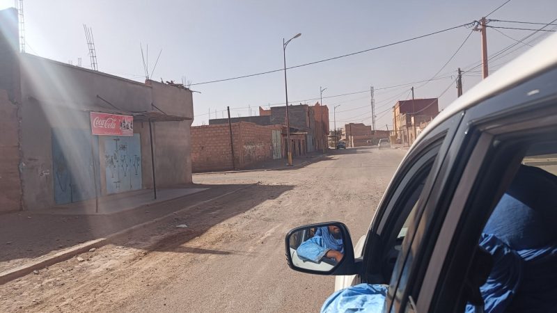 Driving through M'Hamid, Morocco